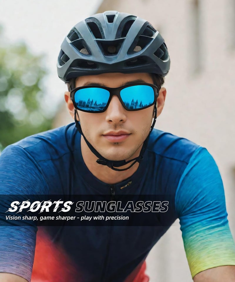 QALLY Store Polarized-Sunglasses-Men Sports Mens-Sunglasses: Sun-Glasses with UV Protection for Fishing Driving Running Cycling - Image 2
